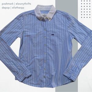 Abercrombie&Fitch Women's Striped Button Down Shirt Medium Embroidered Logo